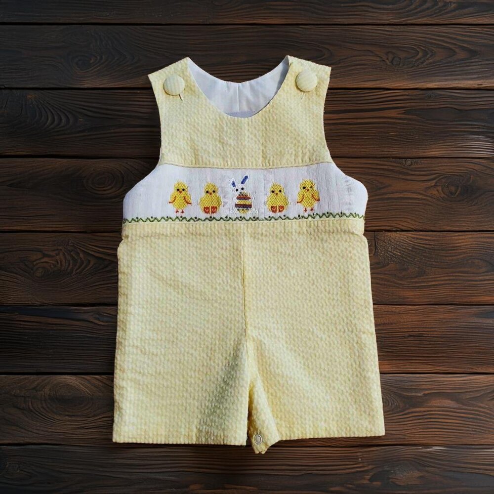 Delaney Easter Bunny Smocked Shortalls Size 3m